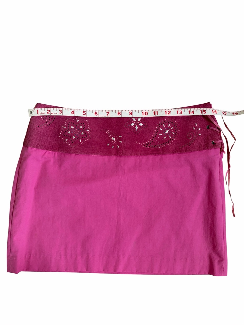 Guess Collection Y2K Vintage Pink Lace Up Suede Micro Mini Skirt Women’s Size 6 - Picture 9 of 11